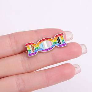 LGBT Rainbow Stripe Science DNA para solapa Pin Badge <span class=keywords><strong>Gay</strong></span> Bisexual Pride Metal Broche Joyería de hadas para mochila Camisa Metal Craft - Product Image 2