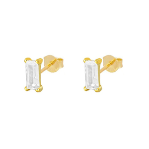 Ensemble de boucles d'oreilles clous en argent sterling S925 avec petit émeraude carrée - Product Image 1