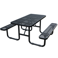 Table de pique-nique en acier pour extérieur, usage commercial, 4/6/8 pieds, pour restaurant, jardin, terrasse, table à manger extérieure en métal avec banc