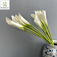 Bouquet de mariée de haute qualité en PU artificiel, 64 cm, effet toucher réel, lys calla blanc et jaune, pour décoration de mariage, salon et maison