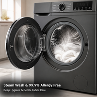Lave-linge à chargement frontal 15 kg, lave-linge à inverter BLDC 1200 tr/min, écran LED, lave-linge domestique autonome