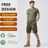 Shorts cargo robustes pour hommes 100% coton toile imperméable taille élastique taille mi-haute uni plusieurs poches à rabat coupe ample utilitaire extérieur