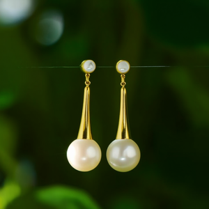 Boucles d'oreilles pendantes en perles, acier inoxydable 316L, placage or PVD, bijoux durables et résistants - Product Image 3