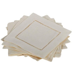 Custom Logo Initial <b>Stitching</b> Hemstitch Linen Napkin Personalized Monogram Embroidery White Dinner Serviette for Hotel Banquet - Product Image 5