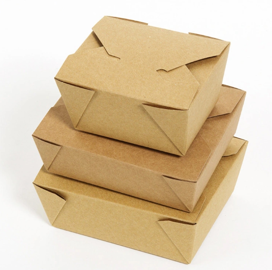 Disposable Food Container Kraft Lunch Box Fast Food Packaging Take Away Food Container Paper Boxes
