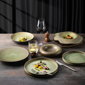 YAYU Vintage Vaisselle <span class=keywords><strong>Portugal</strong></span> Coloré Mat Café Porcelaine Apéritif Plat De Service Assiette Vert Assiettes En Céramique pour Restaurant - Product Image 6