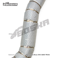 Downpipe universel brossé à flux libre sur mesure pour Mercedes-Benz G63 AMG W464 4.0T 2019-2023, en acier inoxydable, avec bouclier thermique d'échappement 1,5 mm