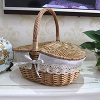 Panier de rangement en fibres naturelles, panier en jonc de mer tissé moyen, panier rond en toile, boîte à pain en bambou avec couvercle en verre