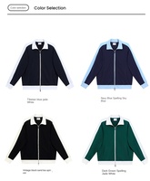 Nouveau sweat-shirt à col montant en coton lourd de 380 g pour hommes et femmes, tendance, double fermeture éclair avec couleur contrastée
