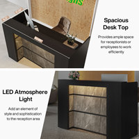 Comptoir de réception moderne de 63 pouces avec barre lumineuse LED, comptoir avant en forme de L rétroéclairé pour salon, magasin de détail et hall d'accueil