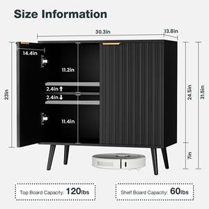 Mueble de Almacenamiento Moderno con Puertas Acanaladas, Estantes Ajustables, Gran Capacidad, Independiente, para Entrada o Sala de Estar, <span class=keywords><strong>Buran</strong></span> - Product Image 3