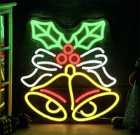 Enseigne néon LED de Noël, Père Noël, sapin de Noël, cloche, canne en sucre, lumière néon, décoration murale de Noël pour la maison, la vitrine de magasin, la fête