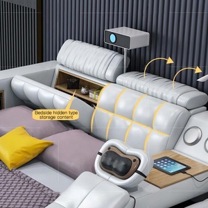 Nuevo estilo, diseño moderno, muebles multifunción para hotel, marco de madera, masaje, cuero eléctrico, cama doble suave con almacenamiento - Product Image 5