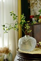 Vase en verre soufflé à la main, transparent, texturé, rond, décoratif, pour centre de table moderne