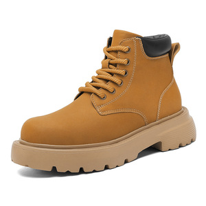 Botas de Piel Impermeables Antideslizantes con Suela Gruesa y Diseño para Aumentar la Altura, con Cordones, para Hombre, Otoño/Invierno, Uso Casual - Product Image 1