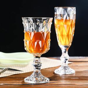 Verres à boisson haute de style français Hxglass, verres à jus en verre gaufré, verres à <span class=keywords><strong>vin</strong></span> de <span class=keywords><strong>raisin</strong></span>, verres de bar et de restaurant en forme de diamant - Product Image 1