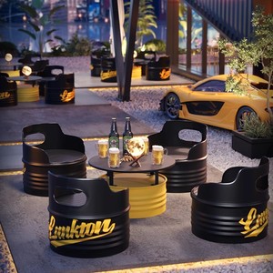 Ngoài trời Bàn và ghế kết hợp ngoài trời Net Red cafe Bistro Craft Brew sắt nghệ thuật thùng dầu công nghiệp gió Bàn và ghế - Product Image 3