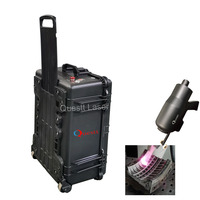 Machine de nettoyage au laser de type valise 100W, élimination de la rouille sur le métal et le bois, élimination de la suie/de la poussière/des graffitis, contrôleur d'application téléphonique, type valise de démonstration