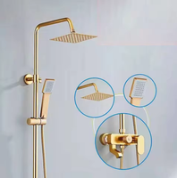 Robinet thermostatique monocommande en aluminium spatial avec douchette à effet pluie coulissante de 15 cm pour salle de bain
