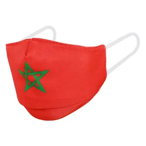 Bouclier facial en tissu réutilisable, respirant et lavable, design drapeau marocain personnalisé