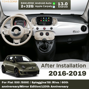 Autoradio Android 13 con GPS e Navigazione 2+32G per <span class=keywords><strong>Fiat</strong></span> 500 C 2016-2019 con Carplay, Android Auto, Wi-Fi, FM/RDS e Comandi al Volante - Product Image 1