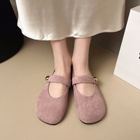 Sepatu Loafer Wanita J R Musim Semi/Panas 2025, Gaya Retro Sastra, Sol Datar, Bahan PU, Midsole Karet, Model Slip-On, Tren Fashion