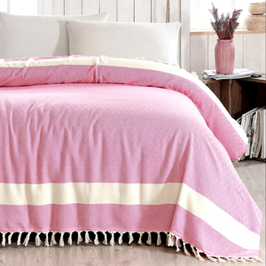 Diamond Turkish Towel <b>Throw</b> Blanket, 100% Cotton Bedspread Classic Collection <b>Throw</b> Blanket Blankets Made in Turkey - Product Image 1