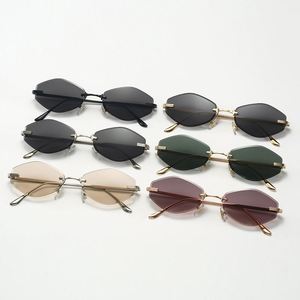 Luxury Designer Rimless Square Lens UV400 Unisex High Quality Metal Vintage Fashion European Trendy Colored <b>Sunglasses</b> - Product Image 4