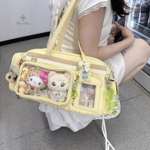 กระเป๋าแฟชั่นผู้หญิงจากโรงงานโดยตรง หน้าต่าง PVC ใสขนาดใหญ่ หลายช่องใส่ของ สายสะพายปรับได้ ทนทาน มีช่องด้านข้าง ซิปกันน้ำ - Product Image 3
