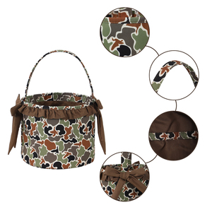 Venta al por mayor de cestas de camuflaje personalizadas para niños, Cubo de dulces, huevo, tela suave, bolsa de almacenamiento por sublimación, cubos deportivos de Pascua - Product Image 2