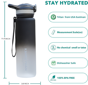 Tùy chỉnh unisex 1L 32oz 1000ml rò rỉ bằng chứng Tritan nhựa thể thao phòng tập thể dục chai nước với rơm - Product Image 2