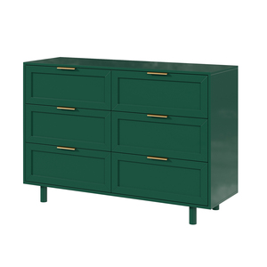 Wood Dresser for Bedroom, Wide Chest of Drawers with 6 Drawers, Large Green Storage Tower Unit Bedroom - Product Image 1