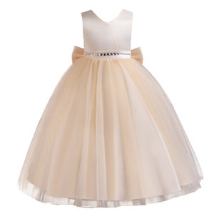 Stile europeo Hepburn ragazza abiti da sposa bambino principessa abito di compleanno per 12Y con scollo a V abiti da ragazza grande con fiocco - Product Image 2