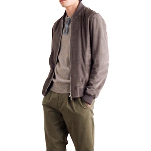 Veste bomber en daim de haute qualité pour homme, mode décontractée, sur mesure, vente en gros - Product Image 3