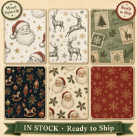 Papier cadeau de Noël classique vintage - Illustrations et motifs rétro, papier d'emballage épais et robuste