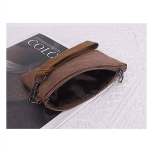 กระเป๋าผ้าใบแบบพกพาอเนกประสงค์สำหรับเดินทางกระเป๋าใส่เหรียญขนาดเล็กมีซิปกระเป๋าใส่กุญแจและบัตรกระเป๋าสตางค์ของขวัญขนาดกะทัดรัดพร้อมสายรัดข้อมือ - Product Image 3