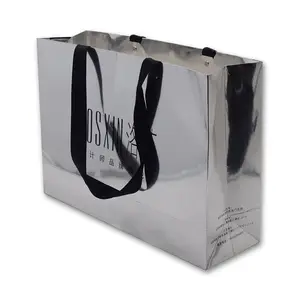Роскошная Подарочная бумажная сумка для покупок с принтом, оптовая продажа, специальная серебряная картонная косметика, упаковка для ювелирных изделий, сумка для покупок