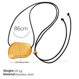 Gold Plated Stainless Steel Pendant <b>Necklace</b> 86cm Length 33.1mm Irregular Shape Unisex Jewelry Gift Classic Style - Product Image 4