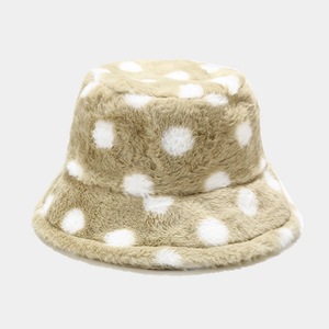 Groothandel <span class=keywords><strong>Custom</strong></span> Hoge Kwaliteit Dot Afdrukken Patroon Vrouwen Winter Dikke Harige Pluche Emmer Hoed, Fashion Design Visser Emmer Cap - Product Image 2
