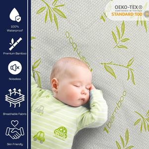 Bambu Su Geçirmez Yatak Koruyucu Soğutucu Ultra Yumuşak Jakarlı Kumaş Nefes Alabilen Sessiz Makinede Yıkanabilir Yatak Örtüsü - Product Image 3