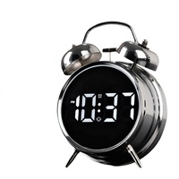 Réveil numérique intelligent LED moderne, horloge de bureau analogique lumineuse en métal, horloge de table pour chambre à coucher, salon, décoration de la maison