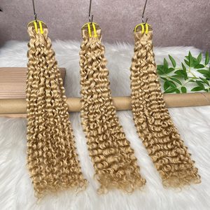 Vente en gros # 27 Bundles de Cheveux Humains Bouclés Profonds Blond Miel, Cheveux Indiens Vierges Bruts, Extensions de Cheveux en Tissage - Product Image 6
