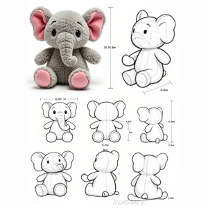Peluche personnalisée avec logo BSCI CE, jouet en peluche pour anniversaire, fabriqué en caoutchouc, plastique et silicone avec rembourrage en PP - Product Image 1