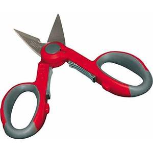 Ciseaux d'électricien Usag, lames en acier revêtu de titane, rouge, qualité industrielle, multi-usages, diamètre maximal de 12 mm - Product Image 4