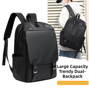 European and American British-style <b>Leather</b> Film <b>Backpack</b> College Students' Business Casual Laptop Bag Flip - Product Image 1