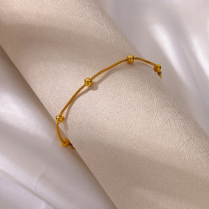Chaîne <span class=keywords><strong>de</strong></span> perles <span class=keywords><strong>de</strong></span> serpent rond minimaliste européenne et américaine, chaîne <span class=keywords><strong>de</strong></span> pied pour femme en perles, chaîne <span class=keywords><strong>de</strong></span> <span class=keywords><strong>cheville</strong></span> en acier inoxydable plaqué 18 carats - Product Image 3