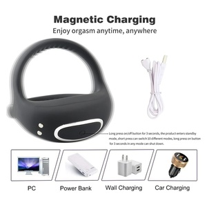 Gut gesuchter wiederauf ladbarer dehnbarer Silikon-Penis ring vibrator mit 10 Frequenzen Dreieckiges Design zur Verbesserung der männlichen Erektion - Product Image 4
