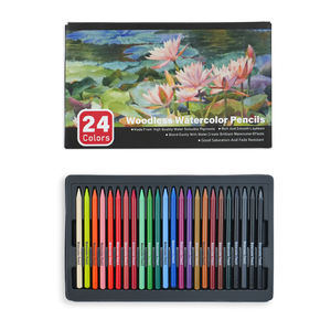 Pensil warna cat air tanpa kayu 24 warna, tidak beracun Set pola heksagonal dengan timah kualitas tinggi untuk penggunaan seniman dan Sekolah - Product Image 2