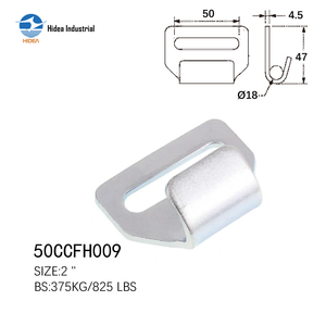 Crochet plat robuste de 2 po EN12195-2, 375 kg, en acier industriel traité thermiquement et zingué, pour sangles d'arrimage à cliquet - Product Image 4