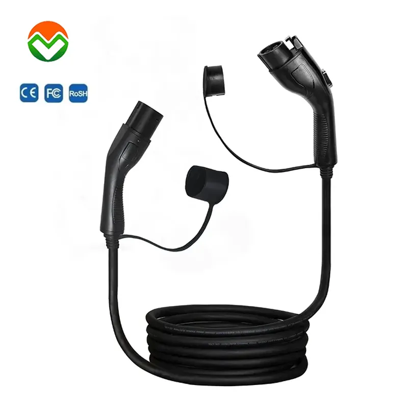 Type1 Type 2 To Type 2 Electric Car Charger Ev Charging Cable 16A-32A Single-Phase Three-Phase 3.5Kw 7kw 22kw Iec62196 Evse Kit